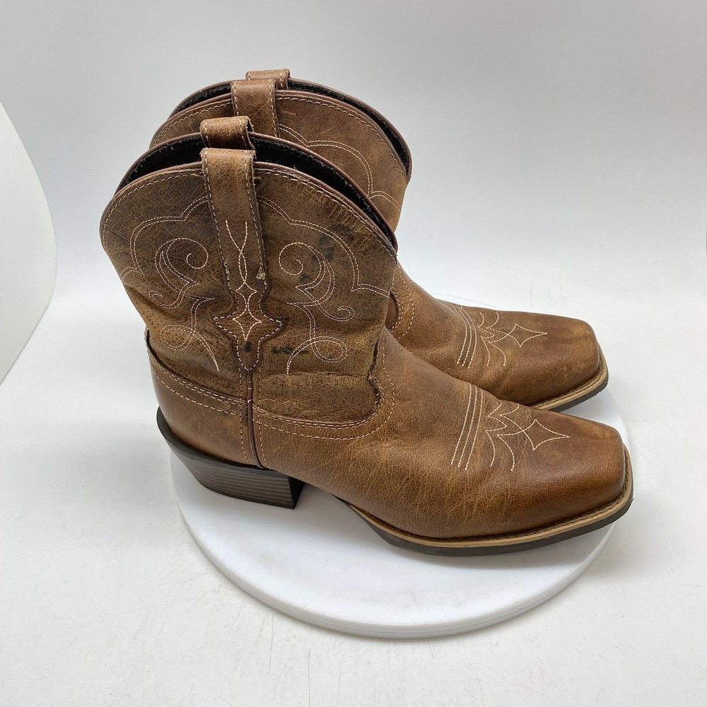 Justin Gypsy Women Boots 9 B Brown Leather Wide Square Toe Cowgirl Western L9510
